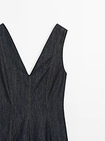 Robe midi denim coutures apparentes