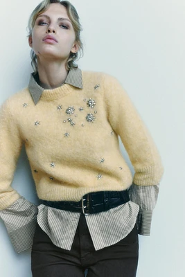 ALPACA AND WOOL BLEND SWEATER WITH JEWEL BEADING