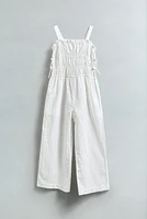 LINEN BLEND LONG JUMPSUIT WITH BOWS