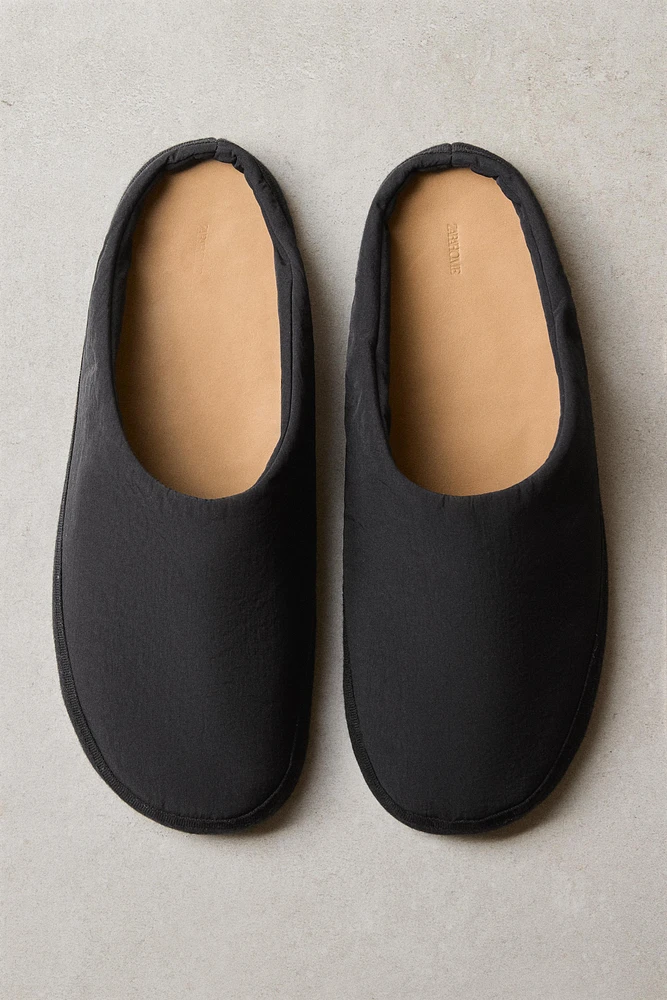 TECHNICAL FABRIC SLIPPERS WITH LEATHER INSOLE