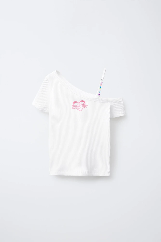 T-SHIRT ASYMÉTRIQUE RIB FANTAISIE