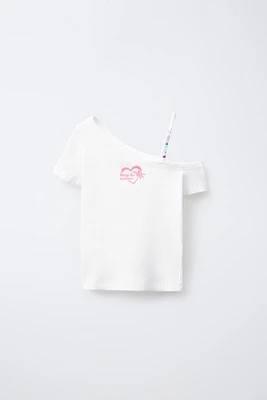 T-SHIRT ASYMÉTRIQUE RIB FANTAISIE
