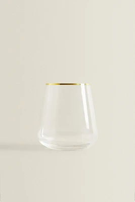 BOHEMIA CRYSTAL TUMBLER WITH A GOLDEN RIM