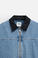 CONTRAST COLLAR DENIM JACKET