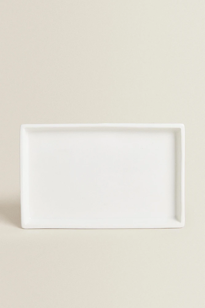 WHITE EARTHENWARE BATHROOM TRAY