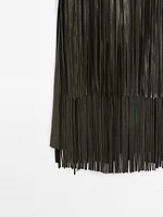 Robe courte à franges en cuir nappa - Studio