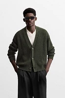 TEXTURED RIBBED CARDIGAN