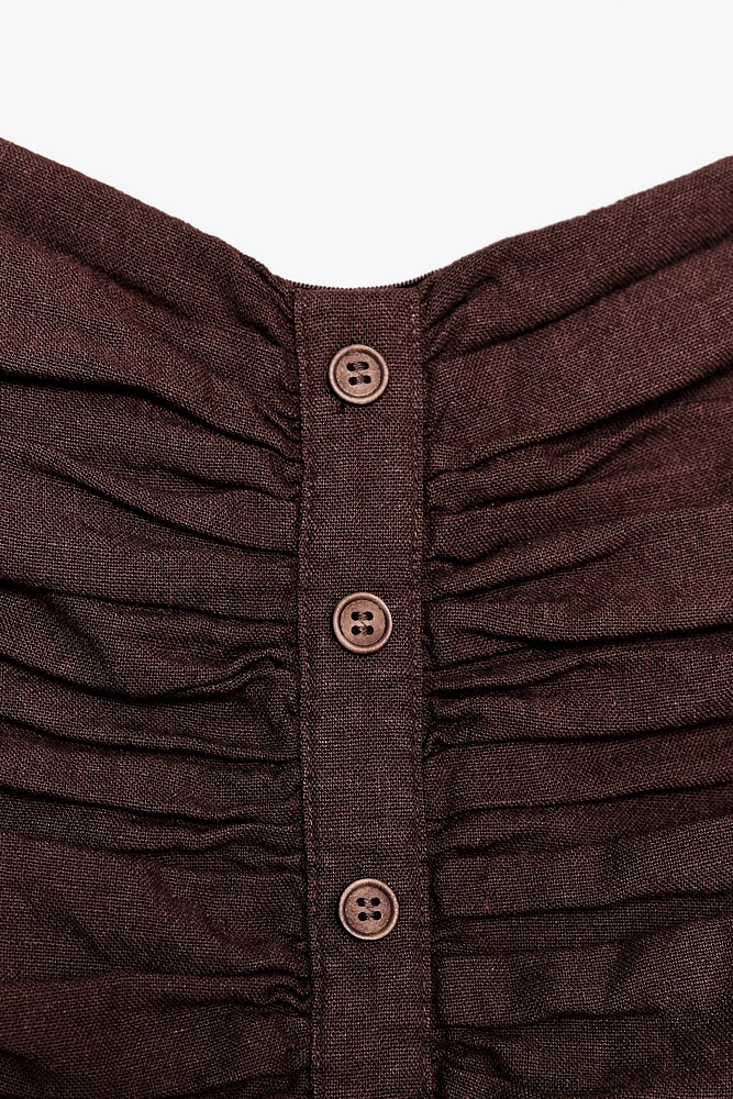 TOP BUSTIER PLIS AVEC LIN
