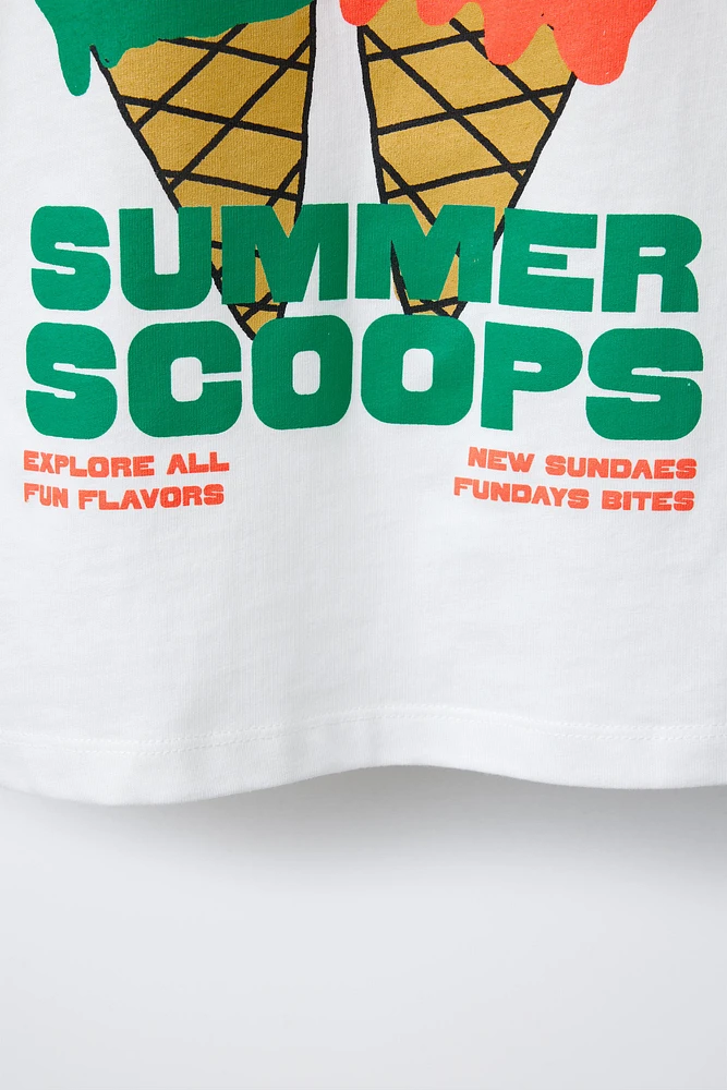 ANIMAL AND ICE CREAM PRINT T-SHIRT