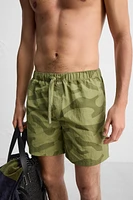 LONG ABSTRACT PRINTED SWIMMING TRUNKS
