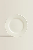 EARTHENWARE DINNER DISH WITH RAISED-DESIGN EDGE