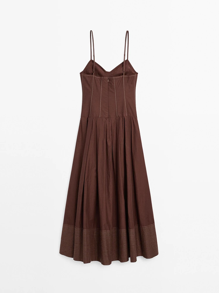 Bodice dress with contrast seams