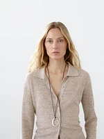 Cardigan chiné en lin mélangé