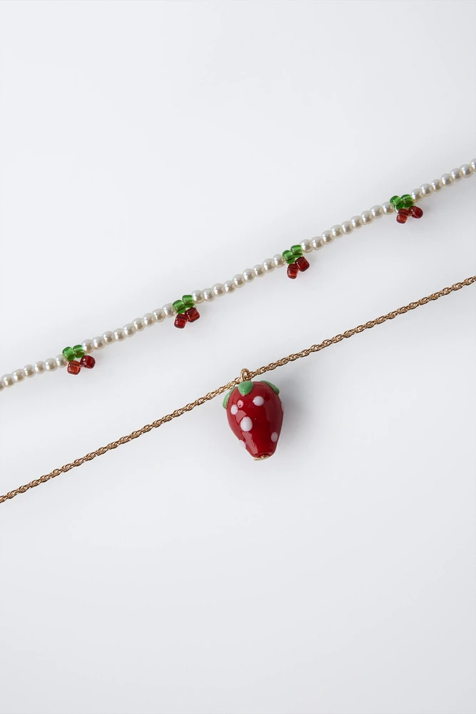 TWO PACK OF FRUIT BEAD NECKLACES