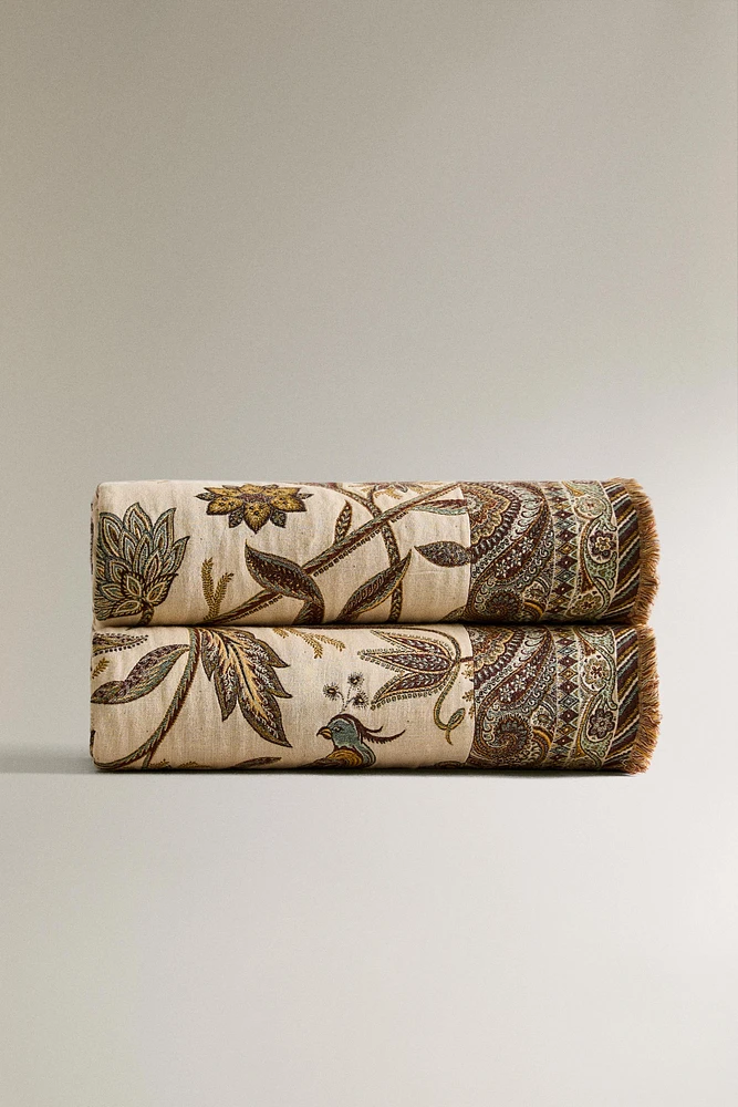 PLAID JACQUARD FLEURS