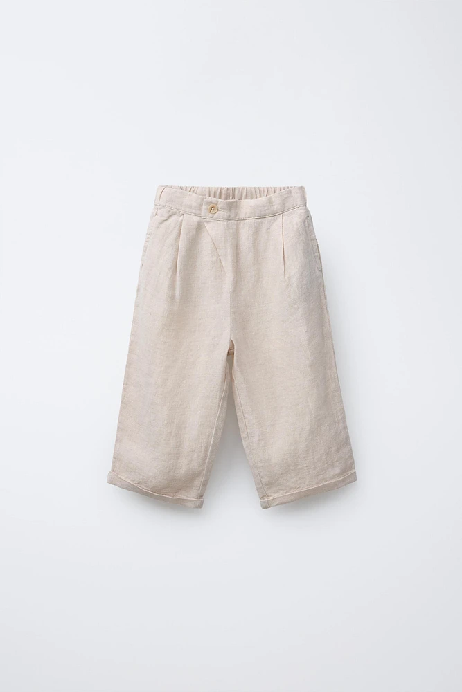 100% LINEN CROSSOVER PANTS