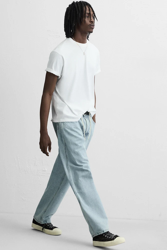 RELAXED FIT DRAWSTRING JEANS