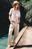 DOUBLE LAYER KNIT JACKET WITH LINEN