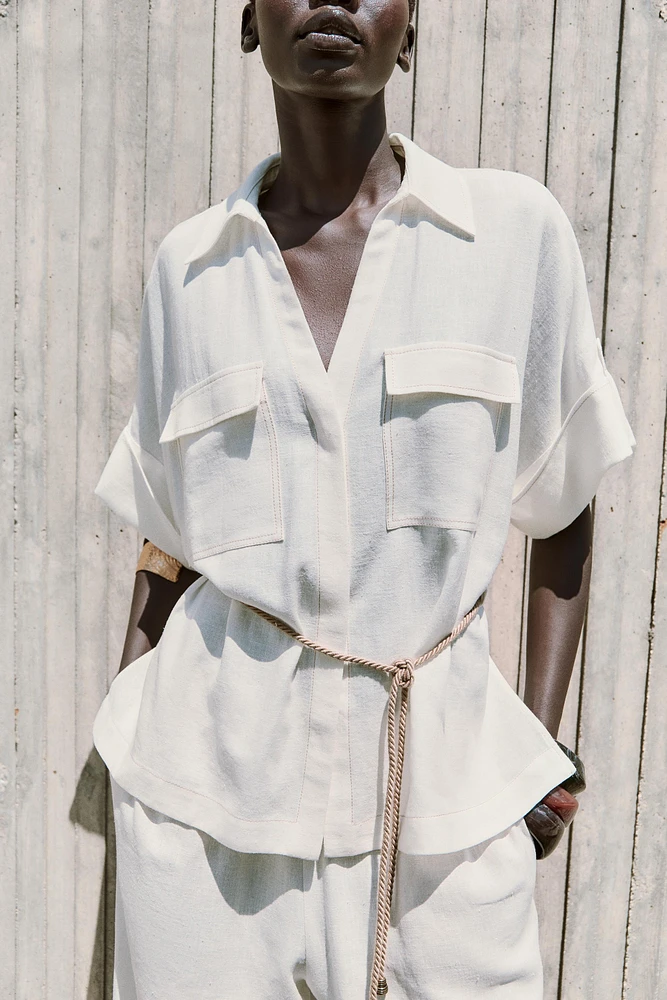 CHEMISE SAFARI LACET AVEC RAMIE