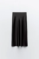 SATIN EFFECT MIDI SKIRT