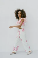 STRAIGHT LEG FLORAL PANTS