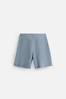 STRIPED CRINKLED EFFECT BERMUDA SHORTS