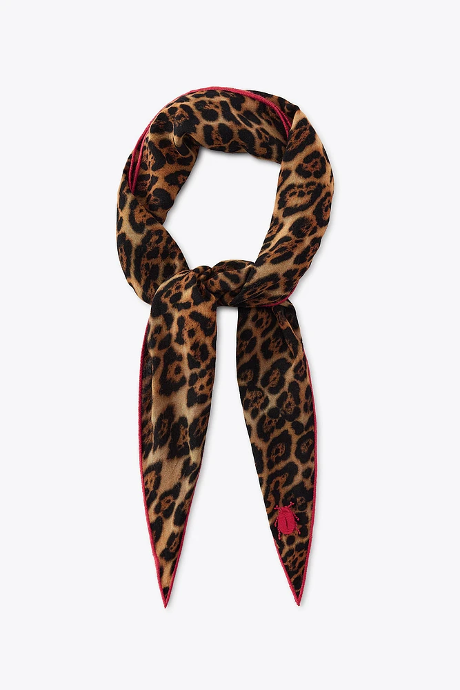 EMBROIDERED ANIMAL PRINT BANDANA