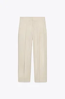 PLEATED LINEN STRAIGHT LEG PANTS