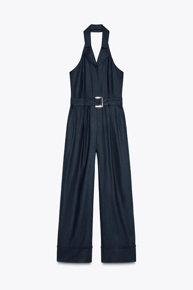 COMBINAISON HALTER CEINTURE AVEC LIN