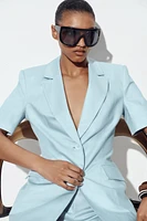 FITTED SHORT SLEEVE LINEN BLAZER