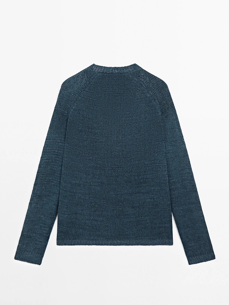 100% linen cutwork sweater