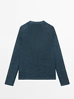 100% linen cutwork sweater