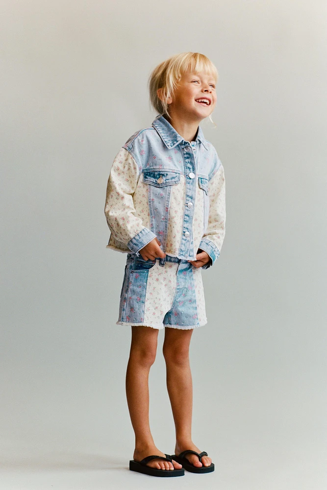 VESTE EN DENIM PATCHWORK FLEURS