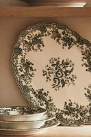 PLAT FAÏENCE IMPRIMÉ FLEURS
