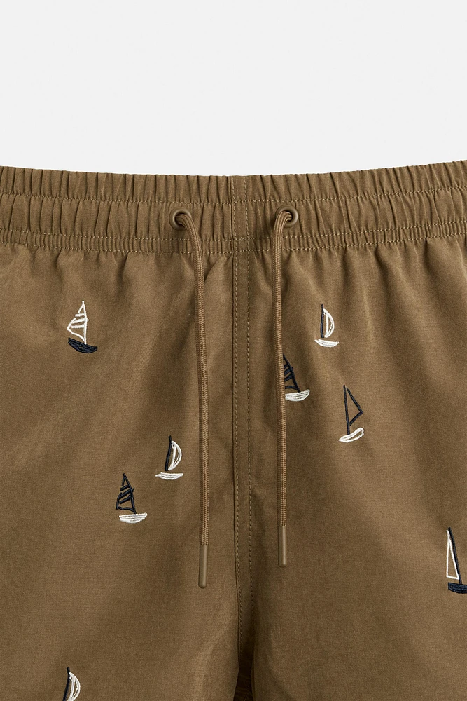 EMBROIDERED MID-LENGTH SWIMSUIT
