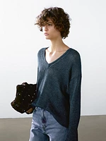 100% linen cutwork sweater