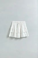 LINEN-BLEND SKORT WITH RUFFLES