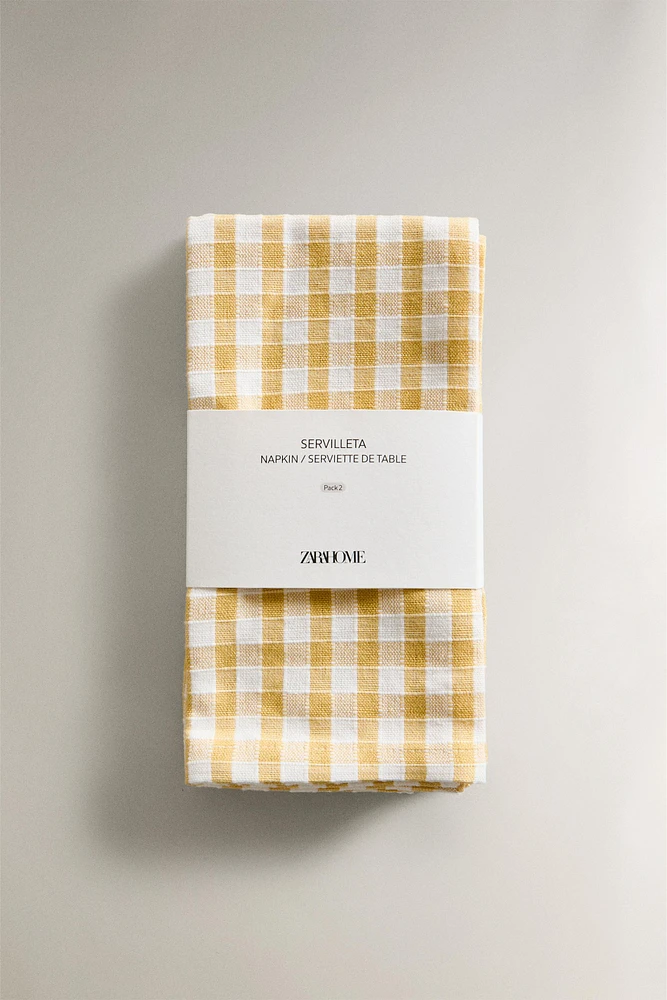 GINGHAM COTTON NAPKINS (SET OF 2)