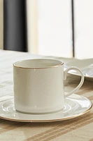 RIMMED BONE CHINA TEACUP AND SAUCER