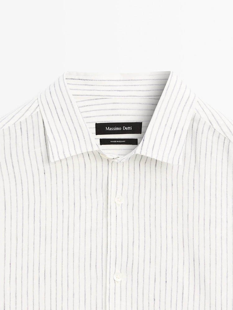 Chemise slim à rayures en lin