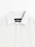 Chemise slim à rayures en lin