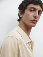 100% linen knit polo shirt