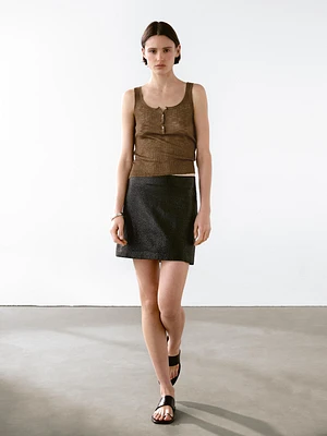Minijupe texturée en cuir nappa