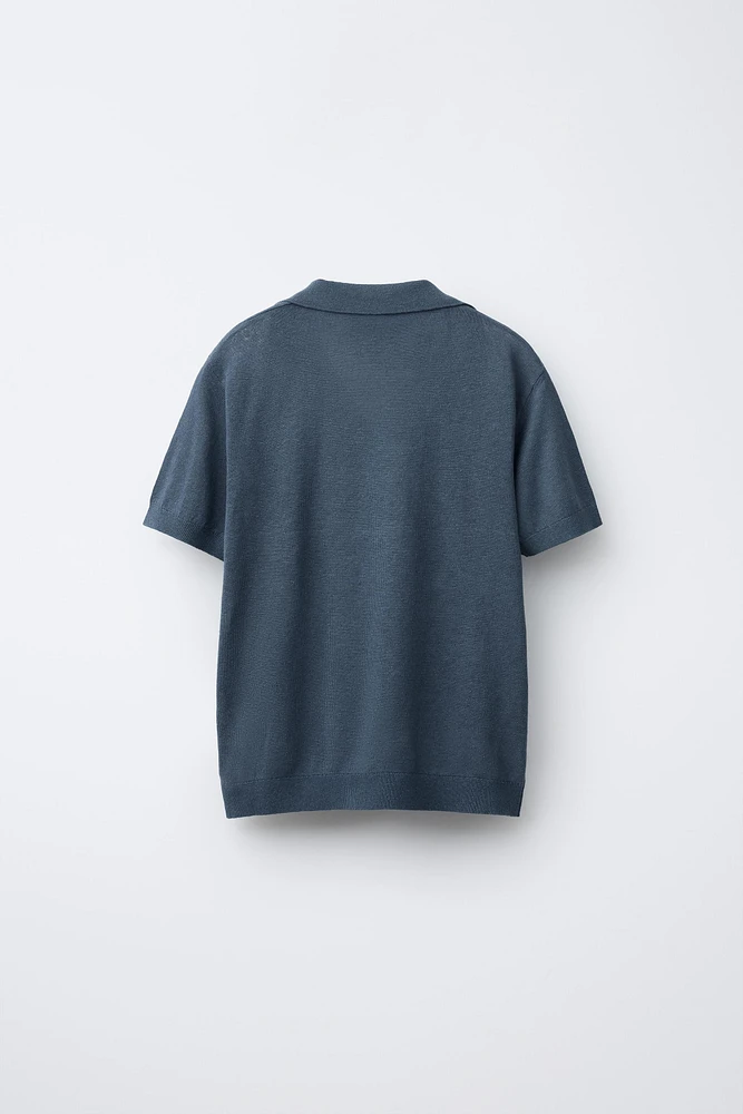 KNIT LINEN COTTON POLO SHIRT