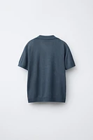 KNIT LINEN COTTON POLO SHIRT