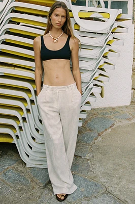 STRIPED WIDE LEG PANTS