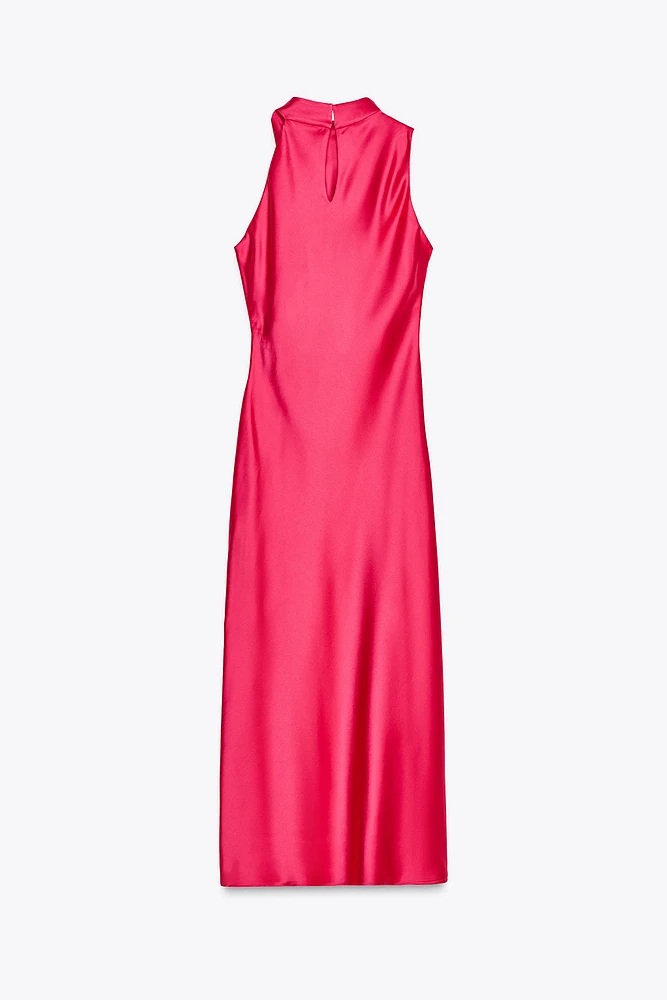 ASYMMETRIC SATIN MIDI DRESS