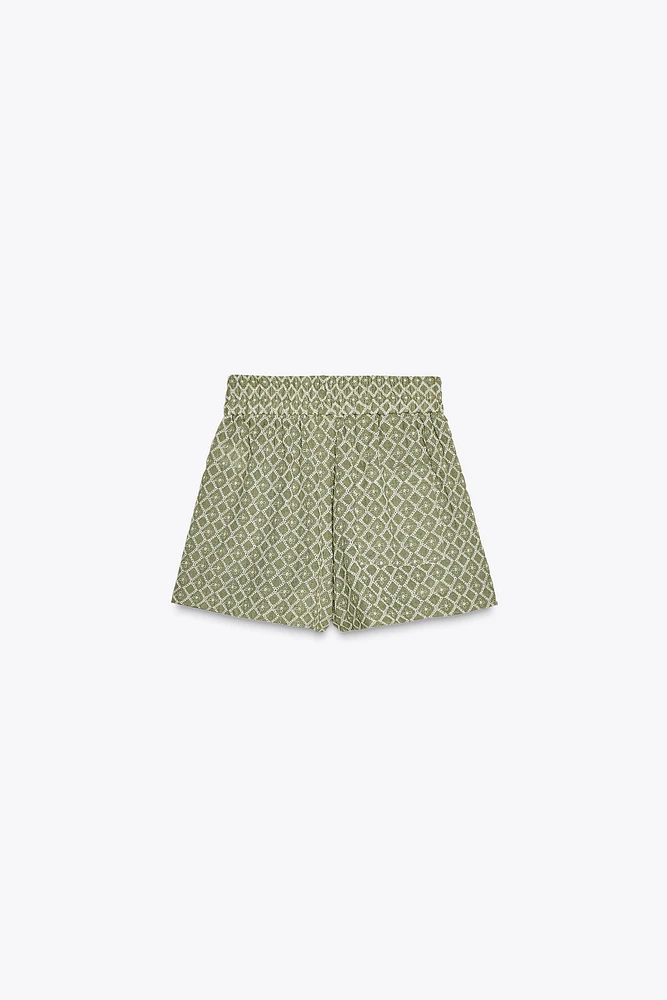 EMBROIDERED PERFORATED SHORTS