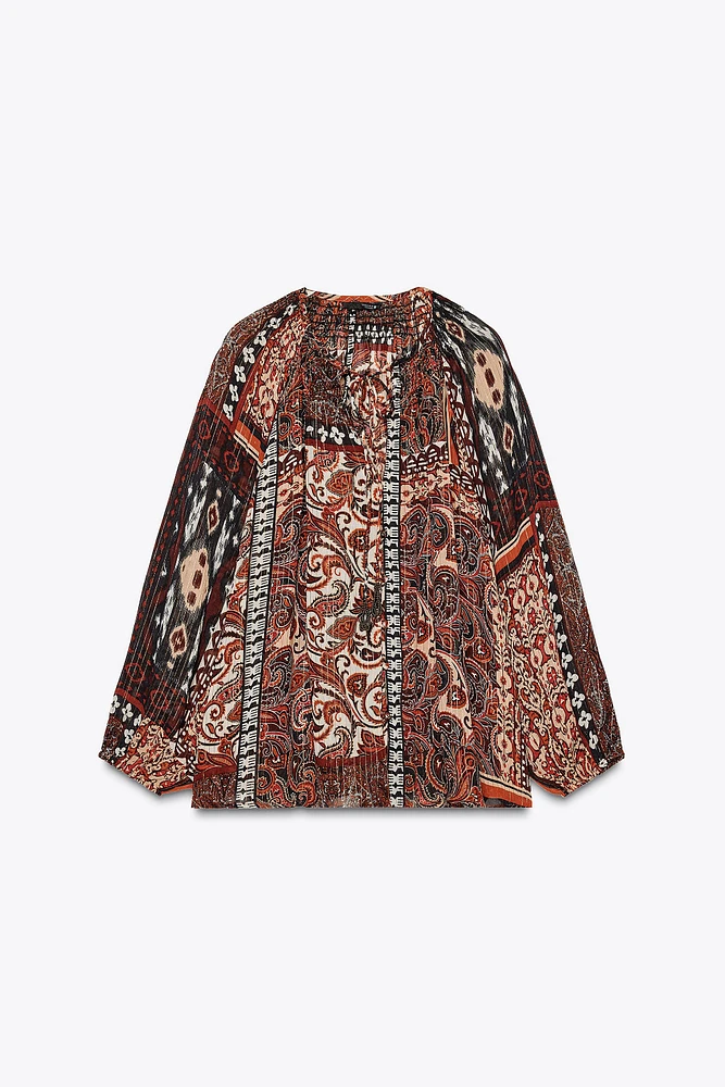 METALLIC THREAD PRINT BLOUSE