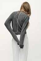 KNIT SWEATER WITH CONTRASTING PIPING